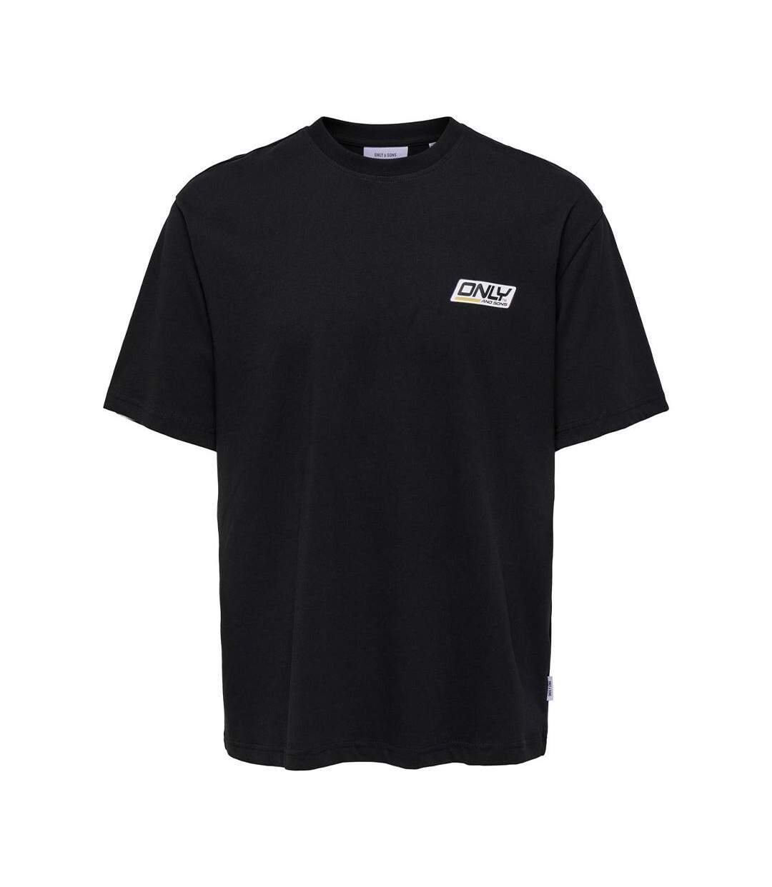 T-shirt noir homme only & sons print logo rlx-1