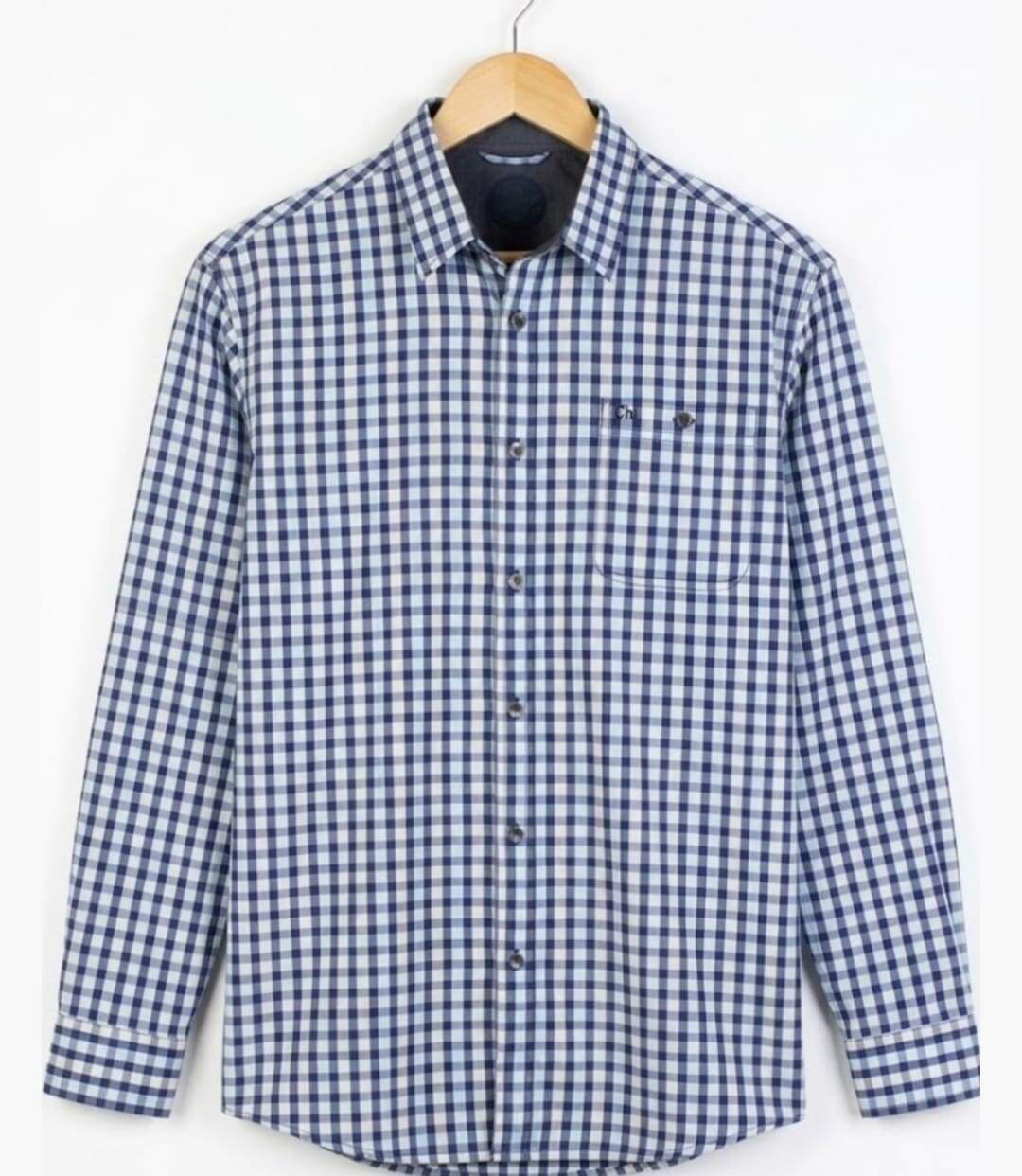 CHALLENGER TRATTORIA1 — Chemise à carreaux manches longues bleu à carreaux : confort et élégance en popeline de coton-2
