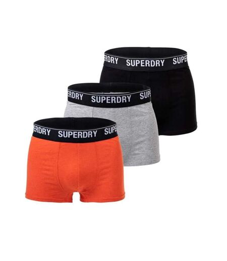 X3 Boxers Noir/Orange/Gris Homme Superdry Trunk - M