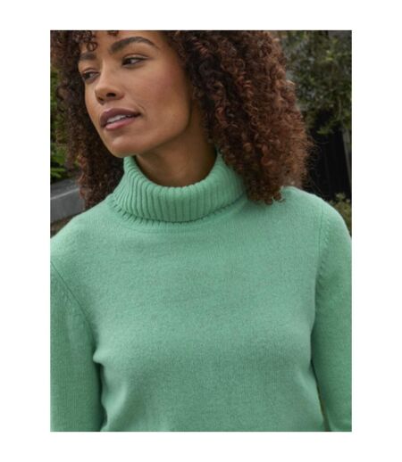 Womens/ladies Lambswool Polo Neck Jumper Mint WoolOvers