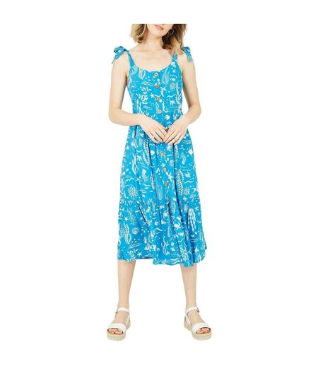 Robe À Bretelles Sans Manches Motif/style Vie Aquatique Femme Bleu Yumi