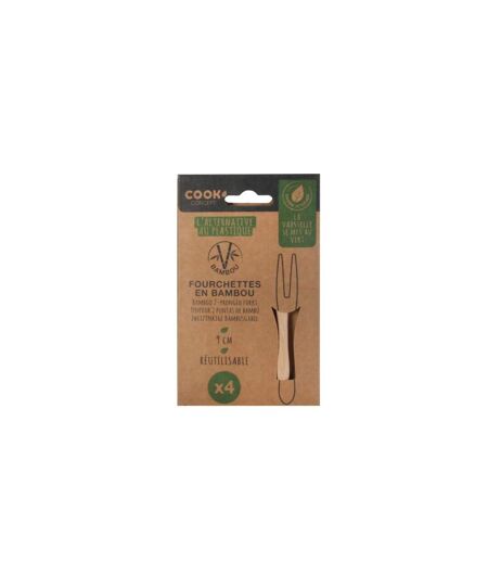 Lot de 4 Fourchettes 2 Dents Eco 9cm Naturel