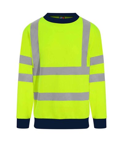 PRO RTX Mens Two Tone High-Vis Safety Sweatshirt (Yellow/Navy) - UTPC4172