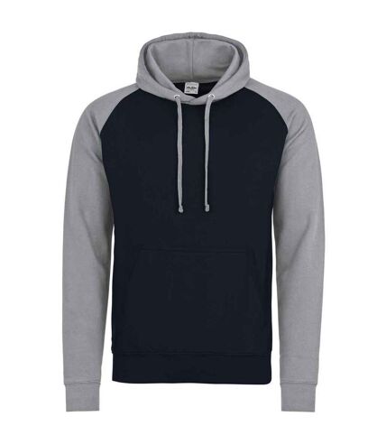 Mens baseball hoodie oxford navy/heather grey Awdis