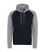 Mens baseball hoodie oxford navy/heather grey Awdis