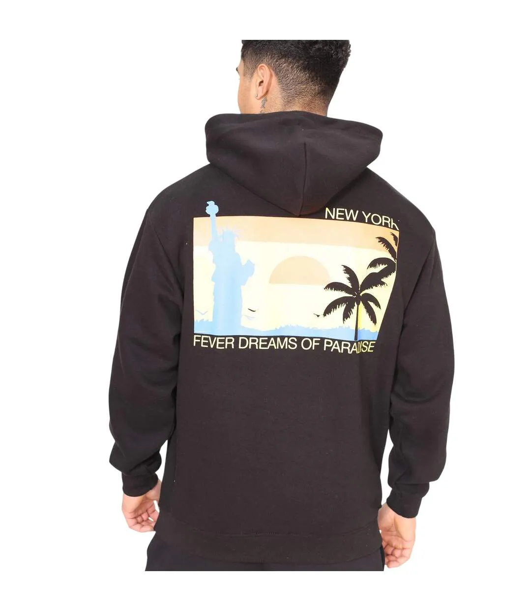 Unisex Adult Fewer Dreams Graphic Print Hoodie Black Rose London-4
