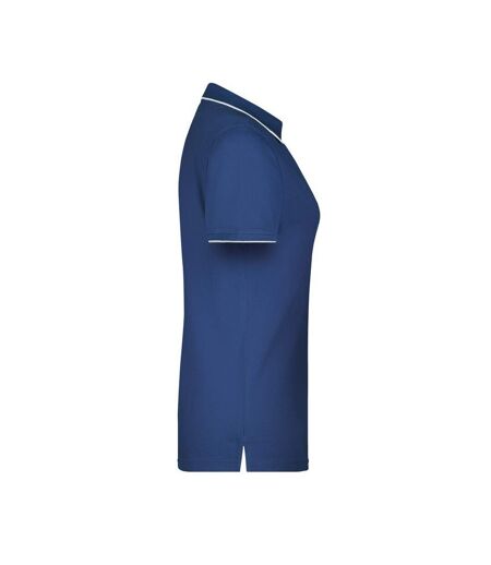 Polo Motif/style À Rayures Femme Bleu Marine Blanc James And Nicholson