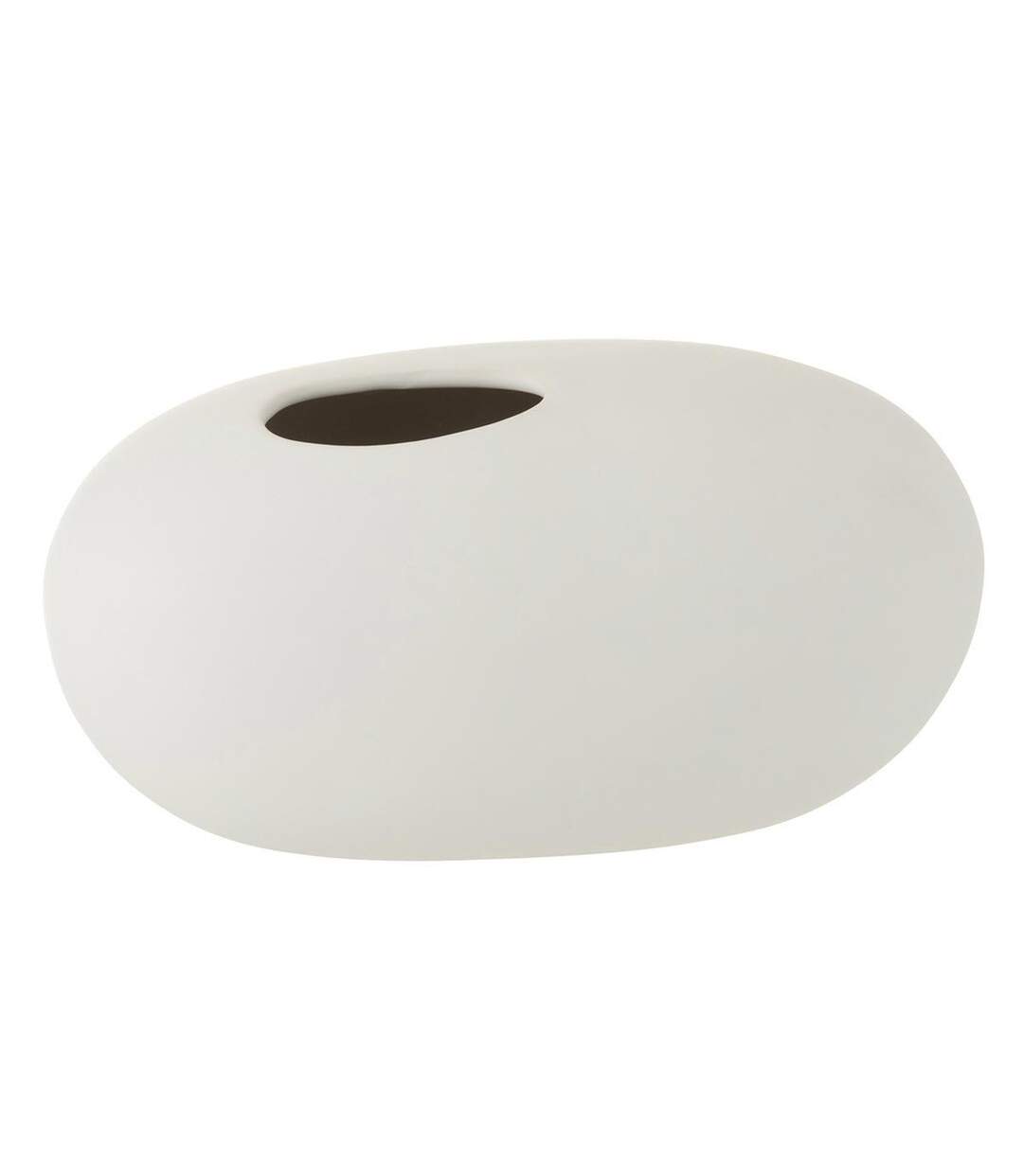 Vase Design Ovale Céramique 25cm Blanc Mat-1