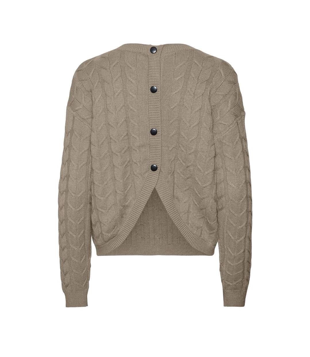 Pull taupe femme vero moda tilda-2