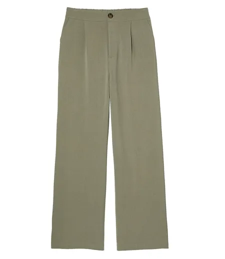 Women's Khaki Wide-Leg Trousers
