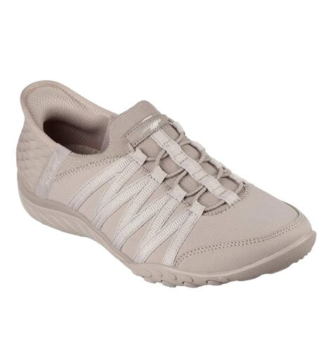 Womens/ladies Breathe Easy Roll With Me Trainers Taupe Skechers