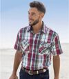 Men's Burgundy Checked Shirt Atlas For Men