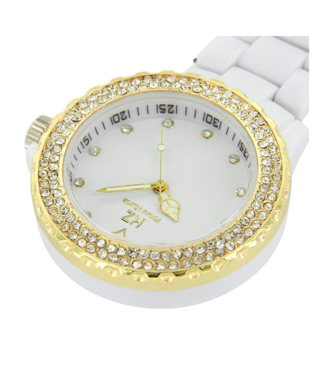 Montre Fun Infirmière Plastique Blanc Doré Strass KRAZY 33