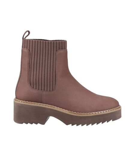Womens/ladies Millie Leather Ankle Boots Oat Brown Toms