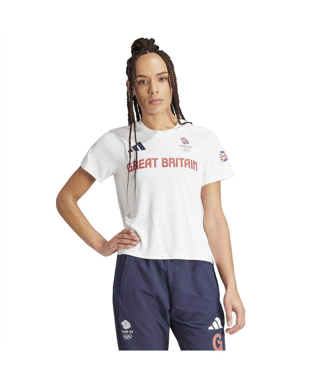 Womens/ladies Adidas T-shirt White Team GB-1