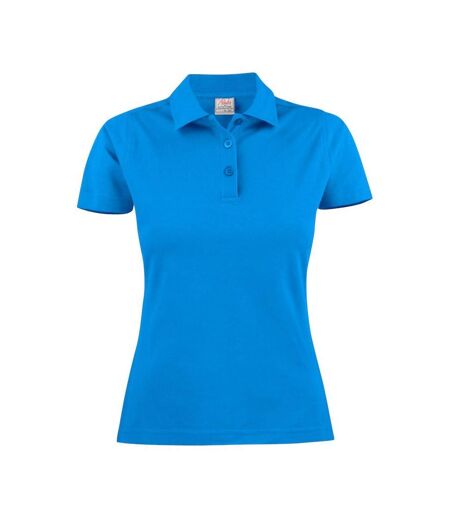 Womens/ladies Surf Polo Shirt Ocean Blue Printer