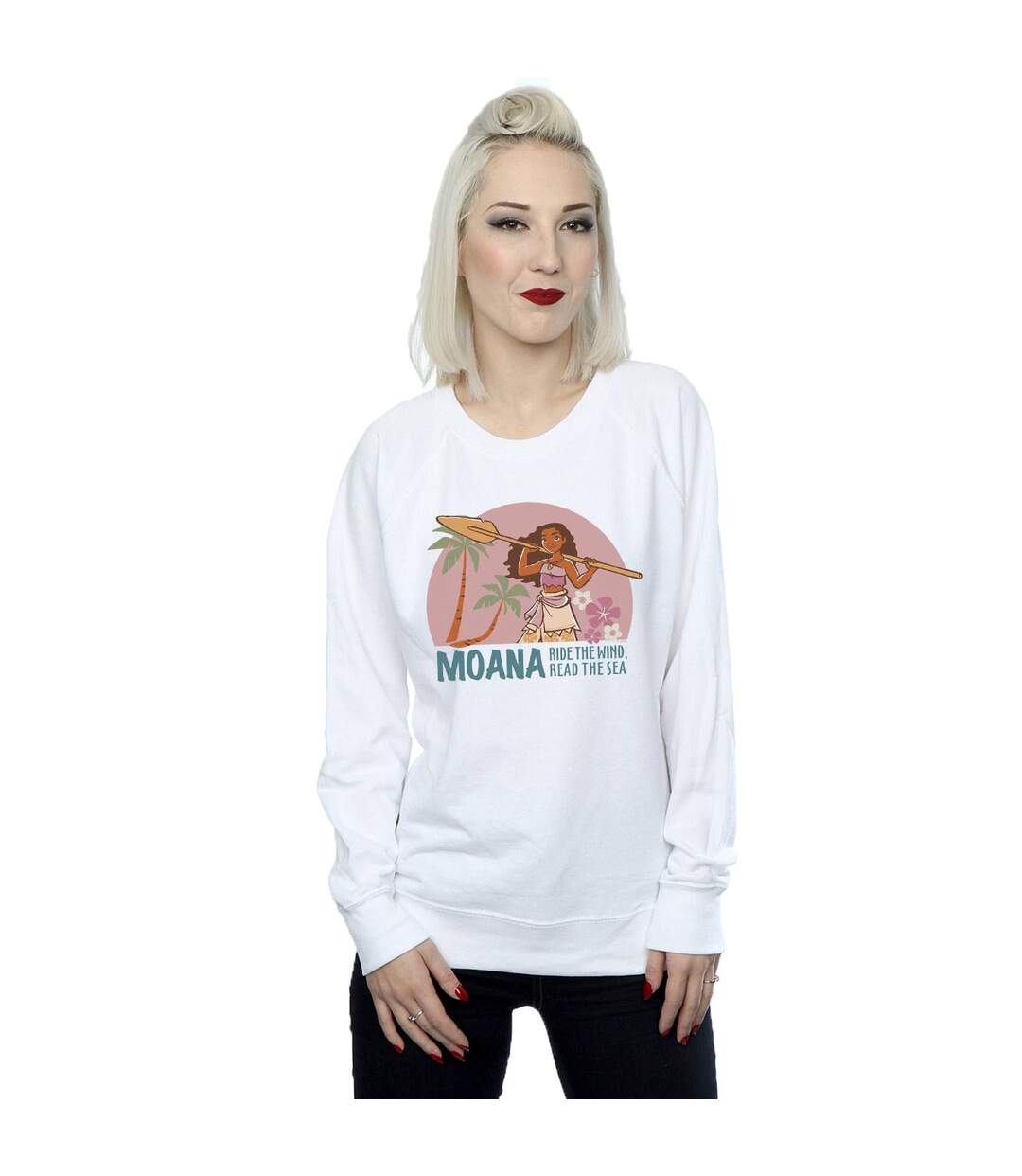 Disney Sweatshirt Moana Read The Sea - Femmes/Ladies (Blanc) - UTBI29511-2
