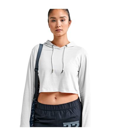 Womens/ladies Cropped Long-sleeved T-shirt White TriDri