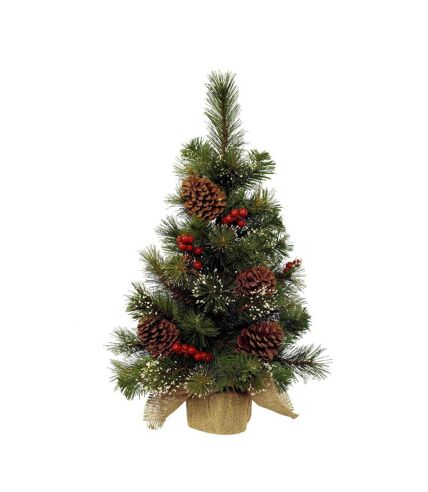 Pine & berry artificial tree 45cm green/red Kaemingk