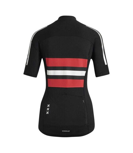 Womens/ladies Ajax Mock Neck Short-sleeved Cycling Jersey Black Adidas