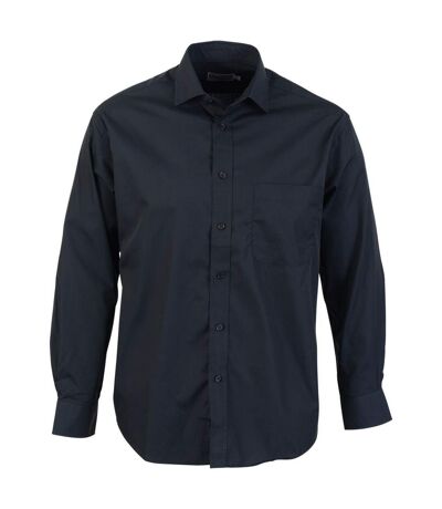Absolute Apparel Mens Long Sleeved Classic Poplin  Shirt (Black) - UTAB117