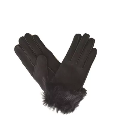 Womens/ladies Toscana Trim Cuff Sheepskin Gloves Black Eastern Counties Leather