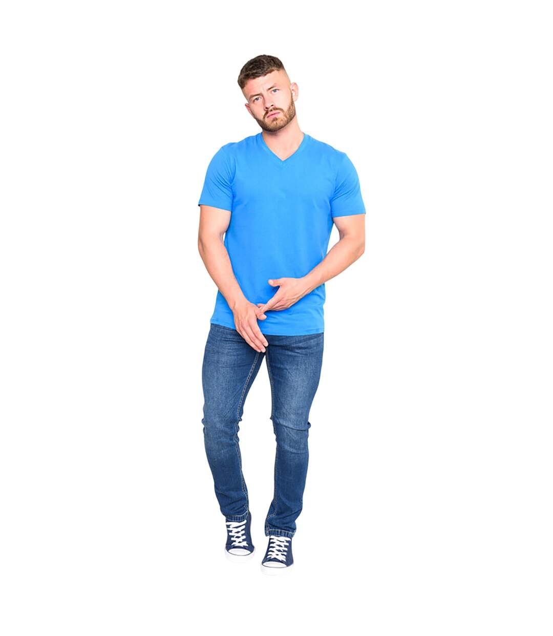 Duke Mens Signature-2 V-Neck T-Shirt (Blue) - UTDC167-3