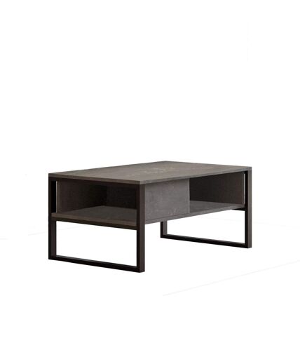 Table Basse avec rangements en panneaux de particules et métal - Noir