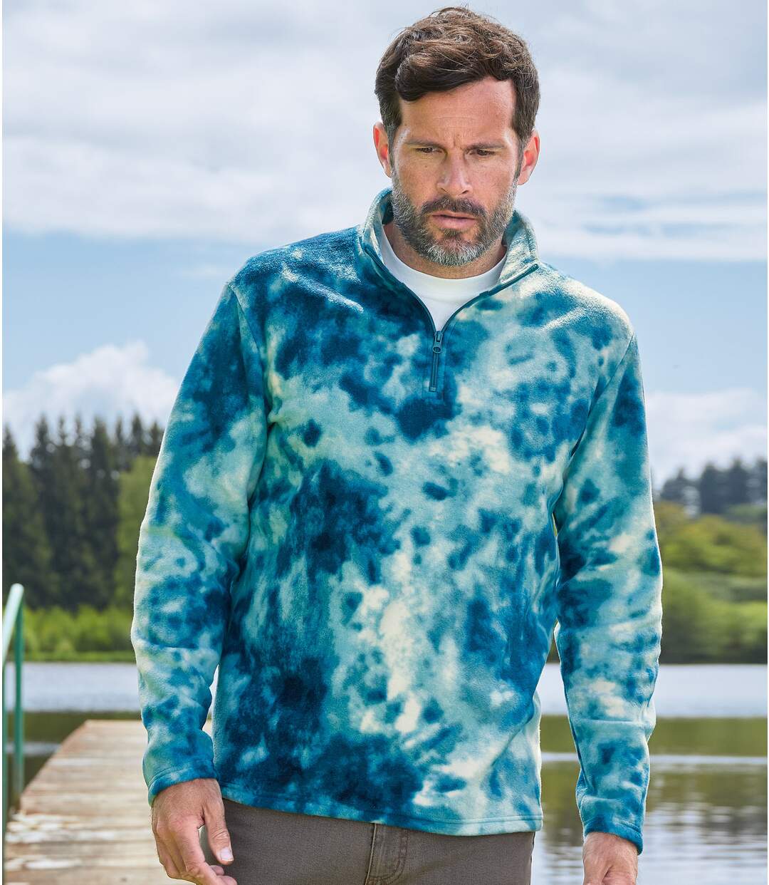 Men s Blue Tie Dye Fleece Jumper