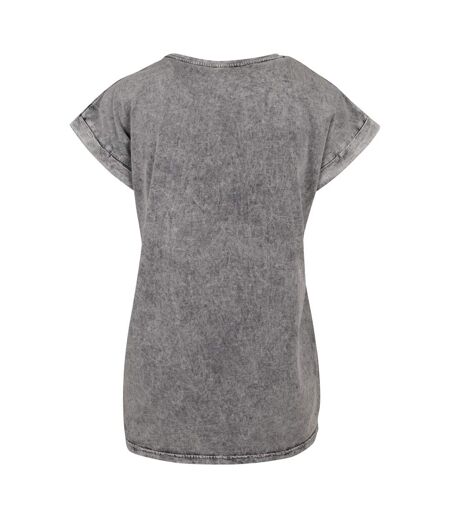 T-shirt Motif/style Délavé À L'acide Femme Gris Noir Build Your Brand