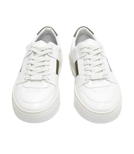 Mens Gary Logo Leather Tennis Trainers White Boss