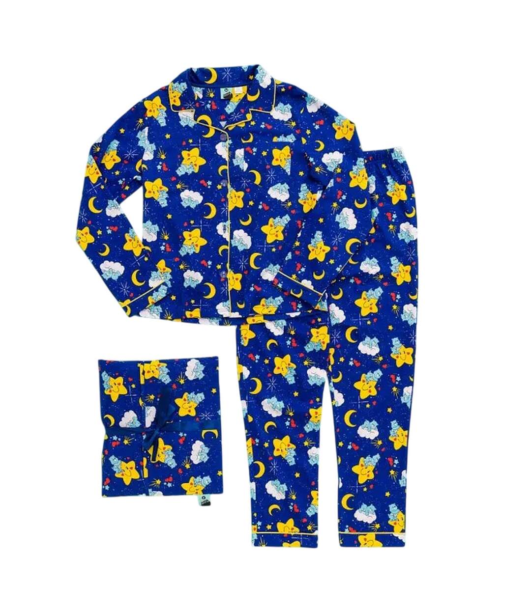 Ensemble De Pyjama Long Motif/style Rétro Femme Bleu Care Bears-2