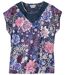 T-Shirt mit Flower-Print und verziertem Ausschnitt