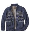 Men's Blue Fleece-Lined Knitted Jacket - Full Zip Atlas For Men