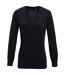 Premier Womens/Ladies Knitted Cotton Acrylic V Neck Sweatshirt (Charcoal) - UTPC6851