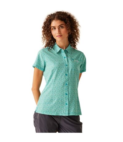 Womens/ladies Floral Packaway Short-sleeved Travel Shirt Tahoe Blue Regatta