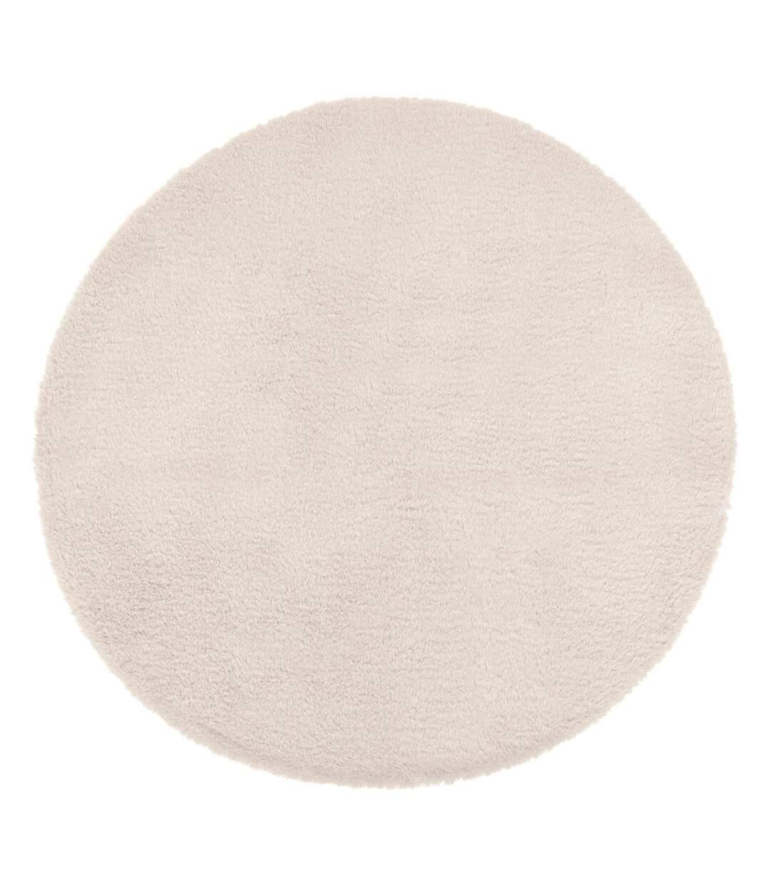 Tapis Rond Imitation Fourrure Doucea 80cm Ivoire-1
