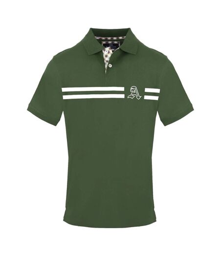 Polo Motif/style Logo Brodé Homme Vert Kaki Aquascutum