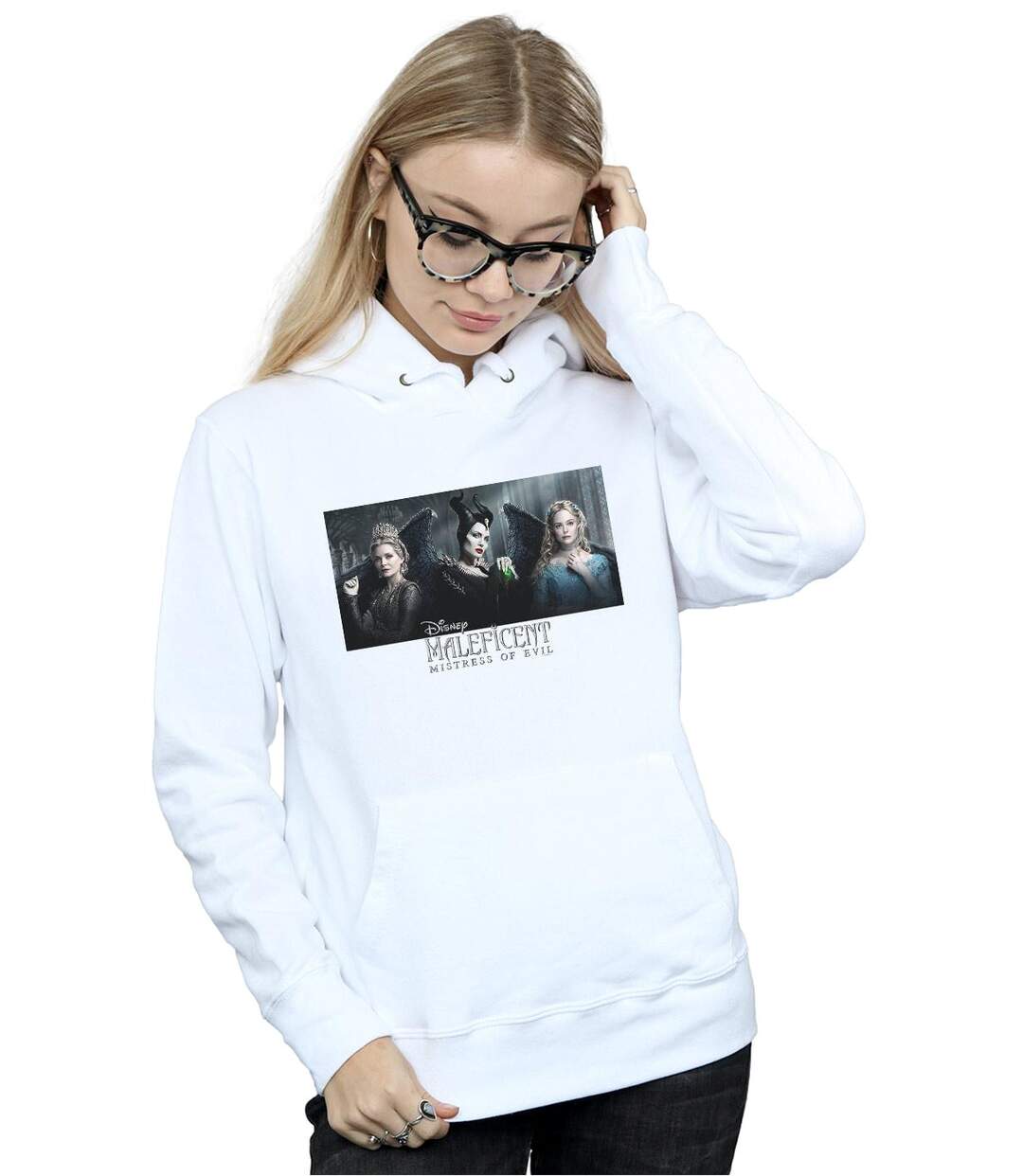Disney - Sweat à capuche MALEFICENT MISTRESS OF EVIL CHARACTER POSTER - Femme (Blanc) - UTBI10488-2