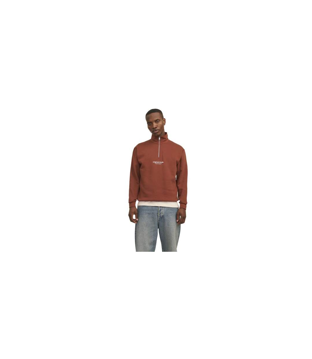 Mens Originals Studio Half Zip Sweatshirt Brandy Jack And Jones-1