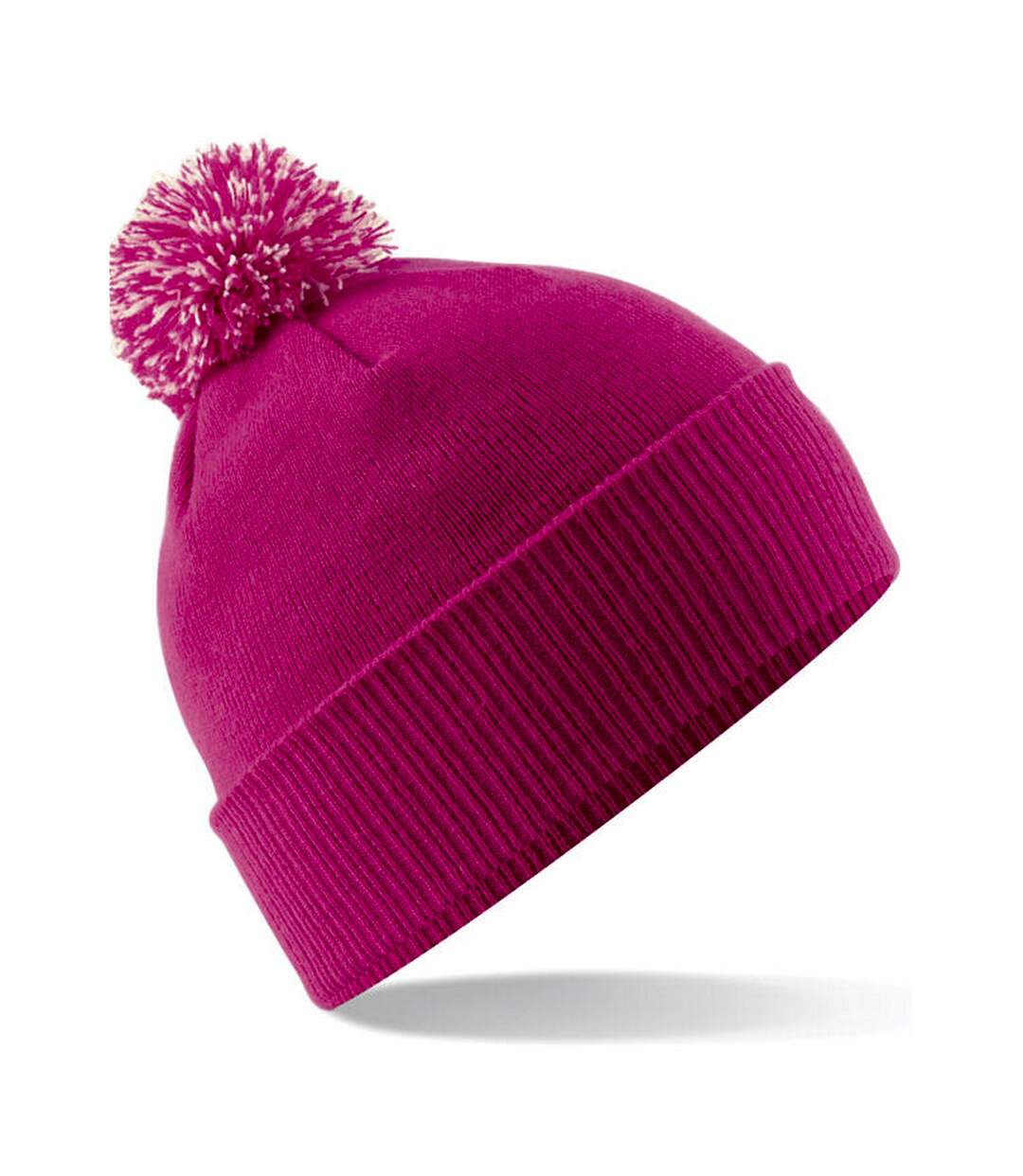 Bonnet snowstar unisexe fuchsia / blanc cassé Beechfield-2