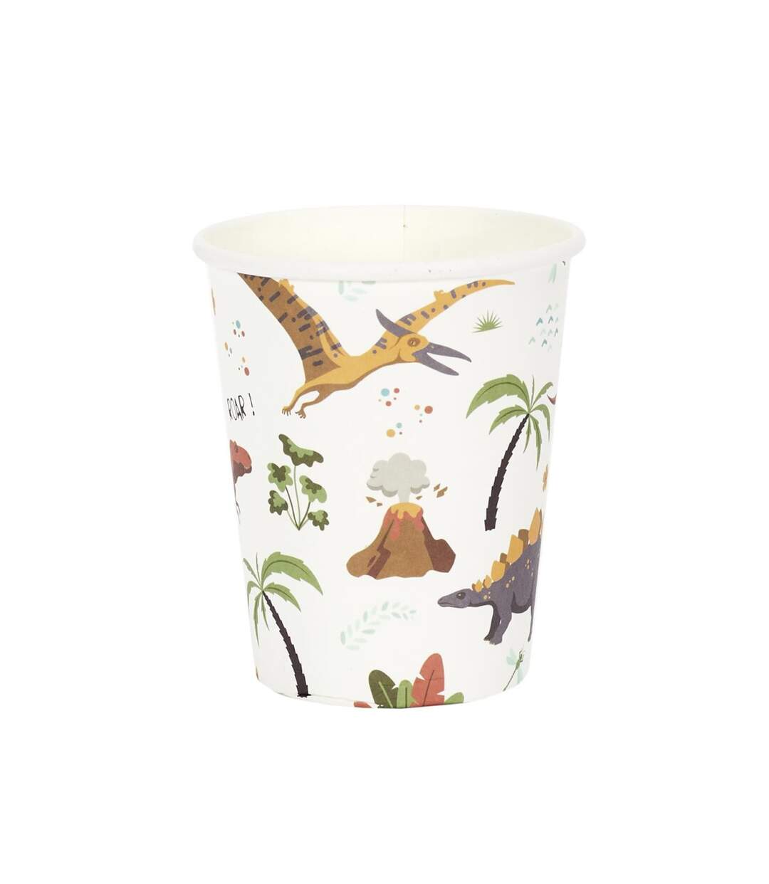 Lot de 6 Gobelets en Papier Dinosaure 20cl Blanc-2