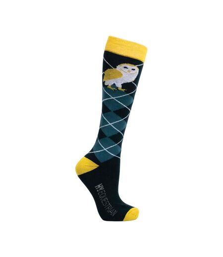 Hy Womens/Ladies Night Owl Socks (Pack of 3) (Navy/Yellow) - UTBZ5212