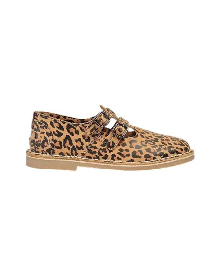 Womens/ladies Marley Leopard Print Leather T-bar Shoes Leopard POD