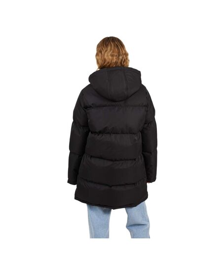 Womens/ladies Padded Long Length Hooded Jacket Black Brave Soul
