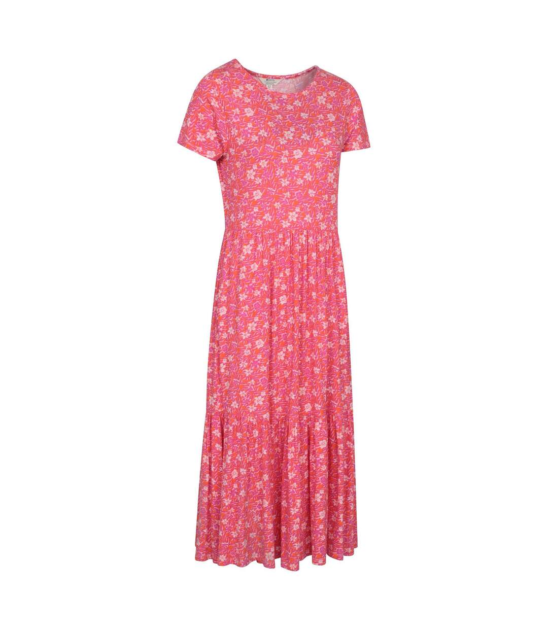 Womens/ladies Sardinia Floral Tiered Dress Bright Pink Mountain Warehouse-4