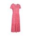 Womens/ladies Sardinia Floral Tiered Dress Bright Pink Mountain Warehouse-4