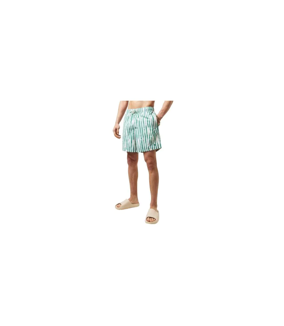 Mens Vertical Stripe Regular Swim Shorts Jade Green Jack Wills-1