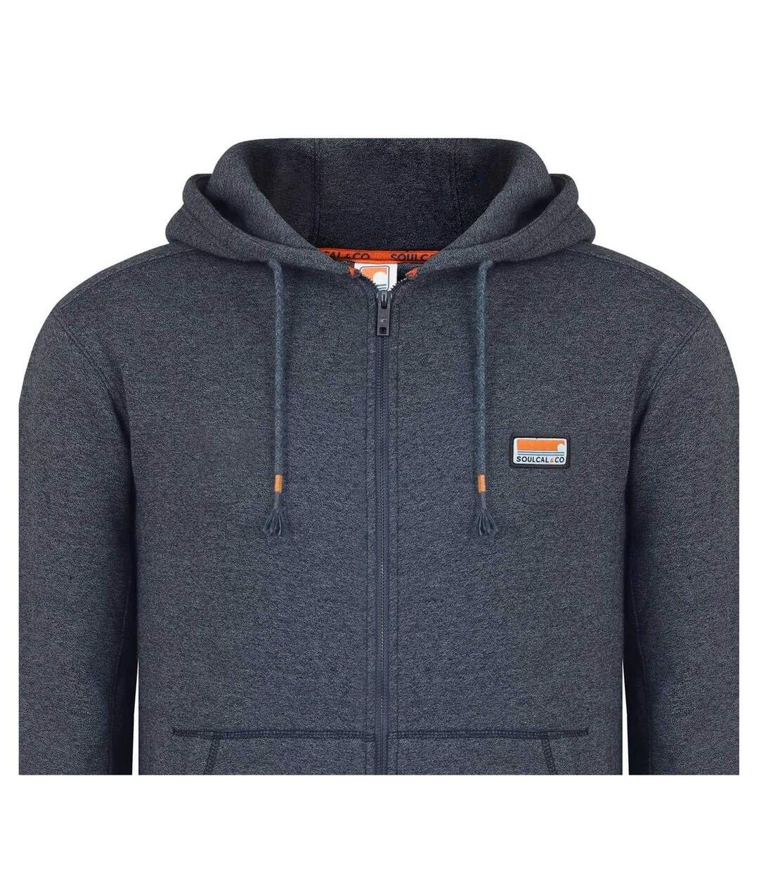 Mens Signature Cotton Full Zip Hoodie Dark Charcoal Marl SoulCal-4