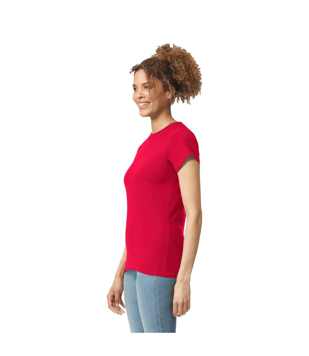 Womens/ladies Softstyle Plain Ringspun Cotton Fitted T-shirt Red Gildan-3